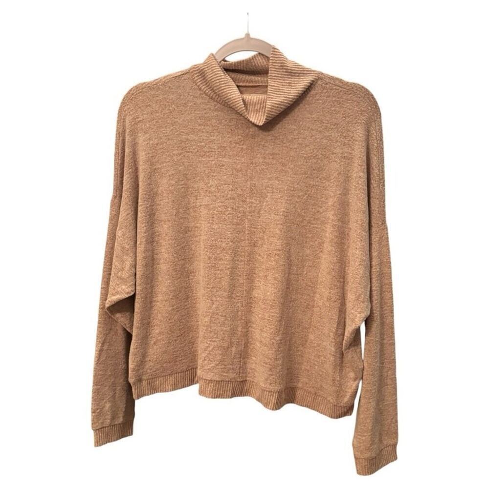 Lucky Brand Cloud Jersey Mock Neck Sweater XS Mocha Mousse NWT